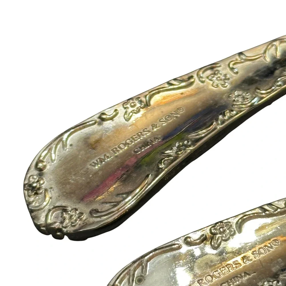 WM Rogers & Son Silver Plate Flatware 10pc Set Enchanted Rose‎ Floral Art Deco